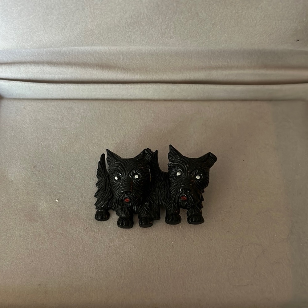 Black Double Scottie Dog Brooch - Women's Jewelry